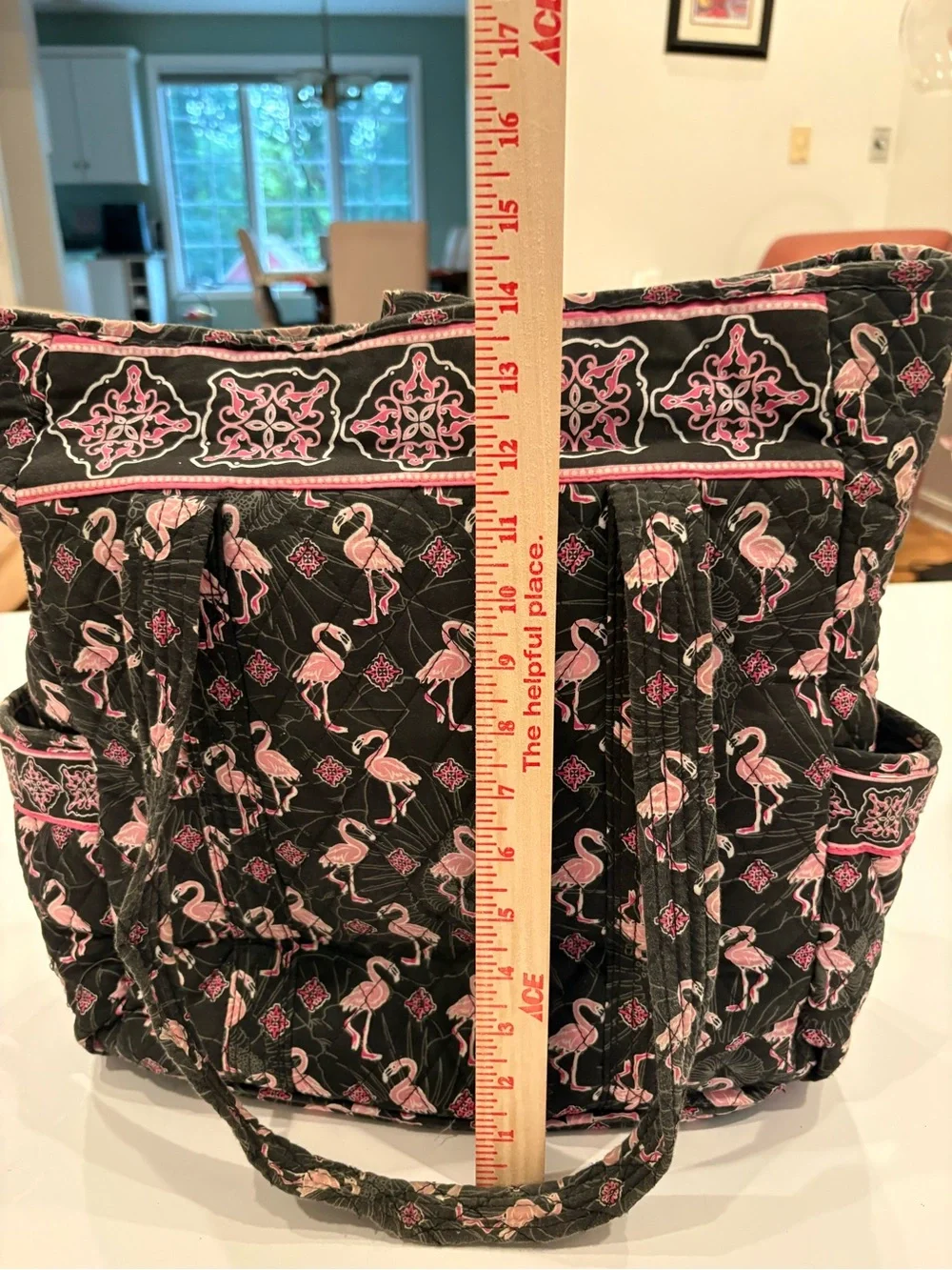 Vera Bradley Black & Pink Quilted Flamingo Tote pocketbook-beach bag-Tanya Lee